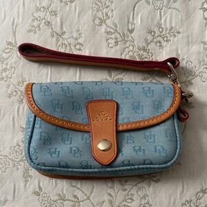Dooney & Bourke Blue and Tan Wristlet